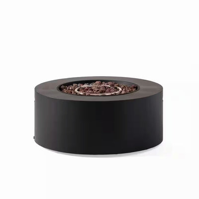 32 In. Round Iron Propane Gas Outdoor Fire Pit in Dark Grey