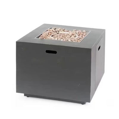 Brown Iron Square Outdoor Propane Fire Pit with Tank Inside