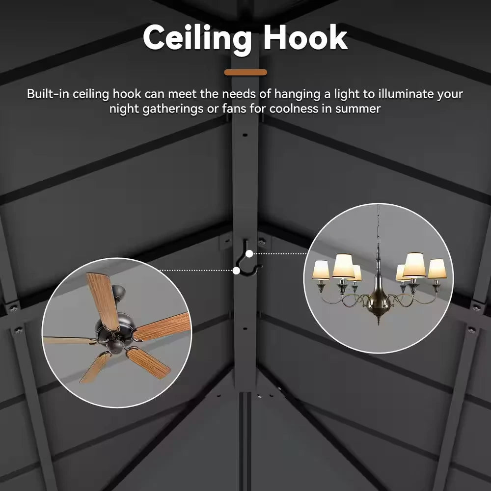 13 Ft. X 11 Ft. Outdoor Cedar Wood Hardtop Gazebo, Double Galvanized Steel Roof and Mosquito Netting — product view 7