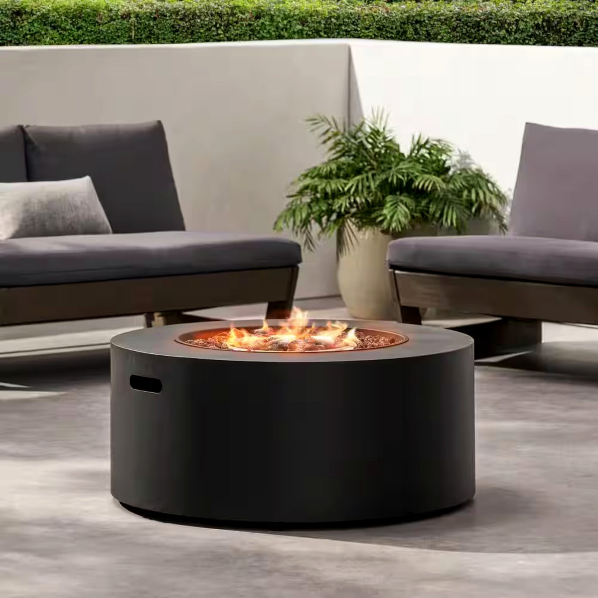 32 In. W X 13.5 In. H Iron Propane Gas Burning round Outdoor Patio Fire Pit in Dark Grey — product view 9
