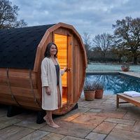 6-Person Patchworkred Cedar Traditional Steam Barrel Sauna — product view 2