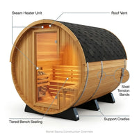 6-Person Patchworkred Cedar Traditional Steam Barrel Sauna — product view 3