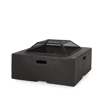 29x17 In. Square Wood Burning Outdoor Fire Pit in Grey