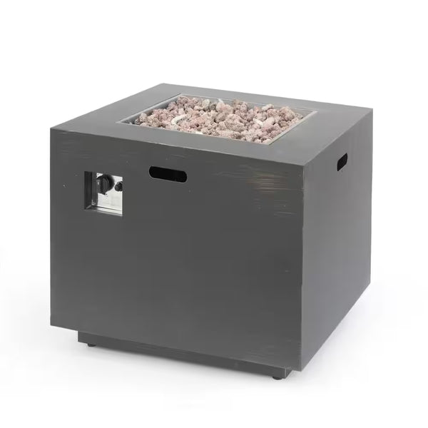 Brown Iron Square Outdoor Propane Fire Pit with Tank Inside