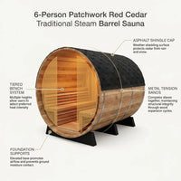6-Person Patchworkred Cedar Traditional Steam Barrel Sauna — How It Works